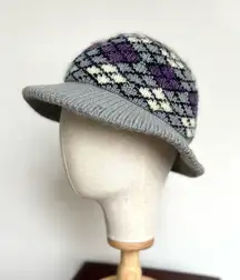 Vintage Argyle Knit Bucket Hat