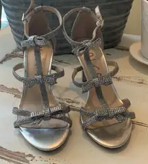 Unisa 3 Bow Silver Glitter Heel