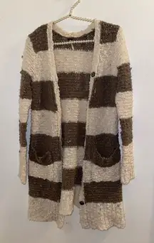 Free people size small brown and cream striped maxi sweater