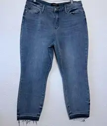 Judy Blue Jeans Women's Boyfriend Fit Size 15/32 Blue Denim Fray Hem High Rise