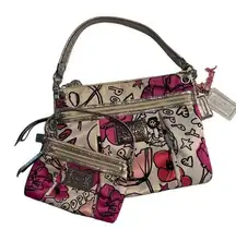 Coach  | Poppy Pink Floral Shoulder Bag & Matching Wristlet y2k Designer Trendy