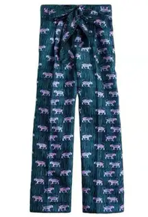 NWT J.Crew Petite Silk Wide Leg in Tiger Navy Jungle Print Belted Crop Pants 4P