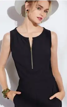 Cabi Black Zip Front Sleeveless Jumpsuit Size 12