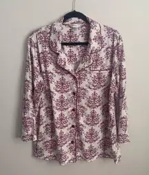 CJ Banks 100% Cotton Button Up Long Sleeve Pajama Top Size 1X