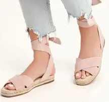 Splendid Tereza Suede Leather Ankle Wrap Lace Up Espadrille Sandals