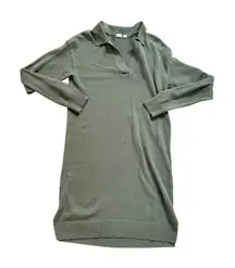 GAP XS‎ Olive Green Knit Sweater Dress Long Sleeve Collared Casual Minimalist