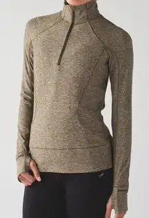 Lululemon Rush Hour 1/2 Zip Heathered Military Green W3AAQS size 6