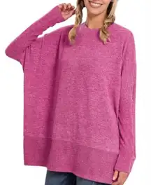 Women’s Zenana Free Flowing Fall Sweater Lightweight Magenta Medium