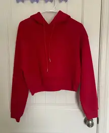 EUC | SHEIN women’s red fleece lined cropped hoodie‎ — large