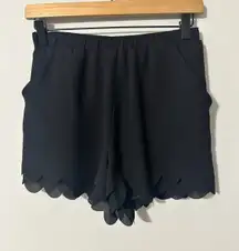 Lauren Conrad Black Scalloped Hem Shorts Womens Extra Small Elastic Waist