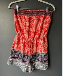 BeBop Women's Colorful Paisley Print Strapless Romper size Small