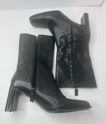 Naturalizer Lacy Black Leather Boots Size 6M