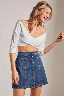 navy denim skirt