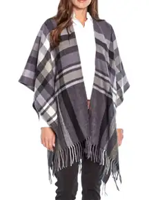 NWT BANANA REPUBLIC Women’s Cashmere Blend Plaid Fringed Wrap One Size