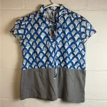 Peter Jensen Woman’s Business Casual Chic Printed Tie Neck Classic Work Blouse