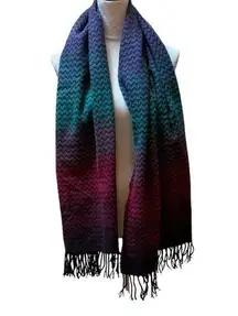 David & Young Purple Teal Pink Ombre Softer Than Cashmere Collection Scarf