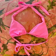 white fox hot bubblegum pink triangle bikini top