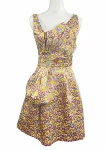 Zac Posen for Target Brocade Mini Dress Gold Multicolor Size 5 Floral Party