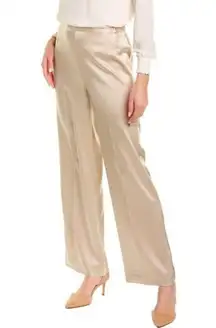 💕ST. JOHN💕 Liquid Satin Pant Elastic Back Pull-On Wide-Leg ~ Travertine M NWOT