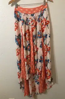 Free People Show You Off Sheer Pleated Boho Patchwork Maxi Skirt - Size Medium