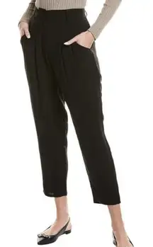 Eileen Fisher Black Silk‎ Taper Georgette Crepe Ankle Pant Size Large Modern NWT