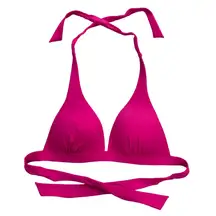 Arizona Bikini‎ Top Womens M Pink Push Up Padded Triangle Halter Wrap Ties Swim