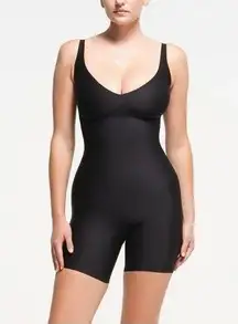 skims body unlined plunge mid thigh bodysuit