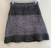 prAna Wool Blend Knit Sweater Skirt | Gray Cable Knit Winter Skirt XS
