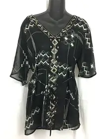 A pea in the Pod embellished tunic sheer blouse s