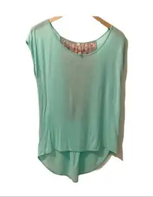 Lovemarks lightweight Mint Green Floral back top M gauzy light sheer spring