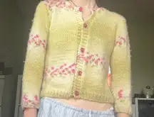 Vintage Cottage Core Hand Knit Cardigan Sweater