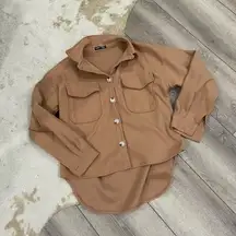 SHEIN tan button down shacket