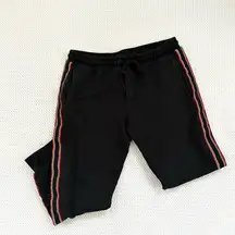 Palm Angels Black Jogger Cinched Ankle Sweatpants Red Gold Side Stripe XL