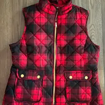 St. John's Bay Red Black Plaid Vest petite small