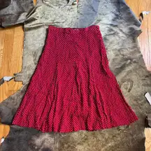 American Vintage Red White Polka Dot Midi Skirt
