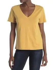 BP Women's V-Neck Plain Tan Mustard Basic Tee Shirt Small NWT