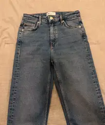 ZARA High-Rise Slim Jeans Split Hem Flare