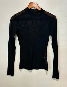 Black mesh mock neck long sleeve (S) 