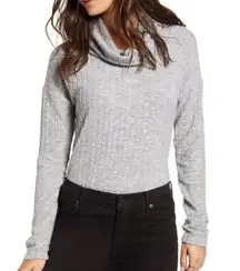 BP  Light Gray Ribbed Soft Plush Dolman Long-sleeve Turtleneck Fall Cozy Top M