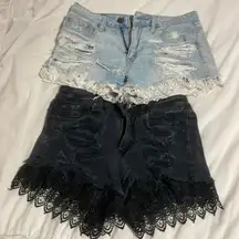 AEO Jean shorts with lace detail