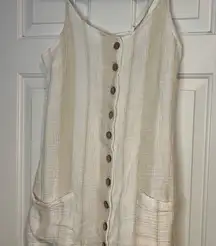 Ocean Drive Cream Button-Down Sleeveless Beach Coverup