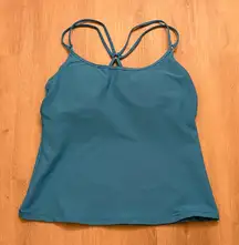 Athleta Teal Strappy Tank Top with Removable Pads, Underwire & Adjustable Straps