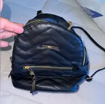Aldo Black Quilted mini  Backpack with Gold Accents