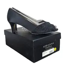 Adrianna Papell Jude Satin & Lace Peep Toe Mid-Heel Pumps 7.5W NEW