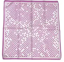 Vintage 19" Square Scarf, Pink and White Geometric Dots Made in Italy