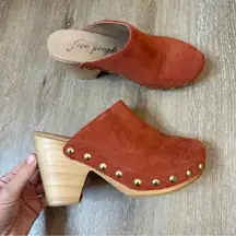 Free People Ring Leader Suede Studded Clogs 37 NWOT