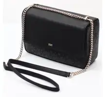 DKNY Sina Black & Gray Flap Shoulder Bag