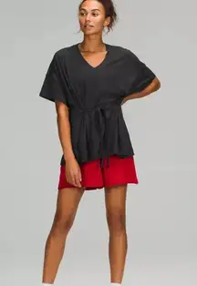 Lululemon Side Tie V-neck Tee Heathered Gray Workout Athleisure