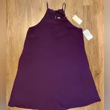 MELLODAY NWT,  Mini Trapeze Dress w/ Keyhole Back in Eggplant Purple, Size Small