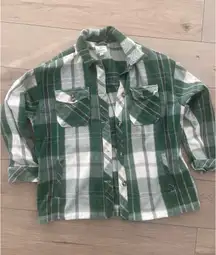 Aerie Green Plaid Flannel Button Down